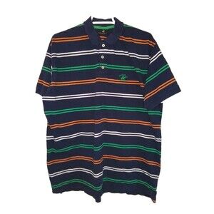 Beverly Hills Polo Club Polo Shirt Mens Size XL Blue Multicolored Striped Golf